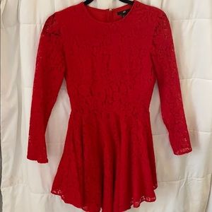 Red lace skater dress
